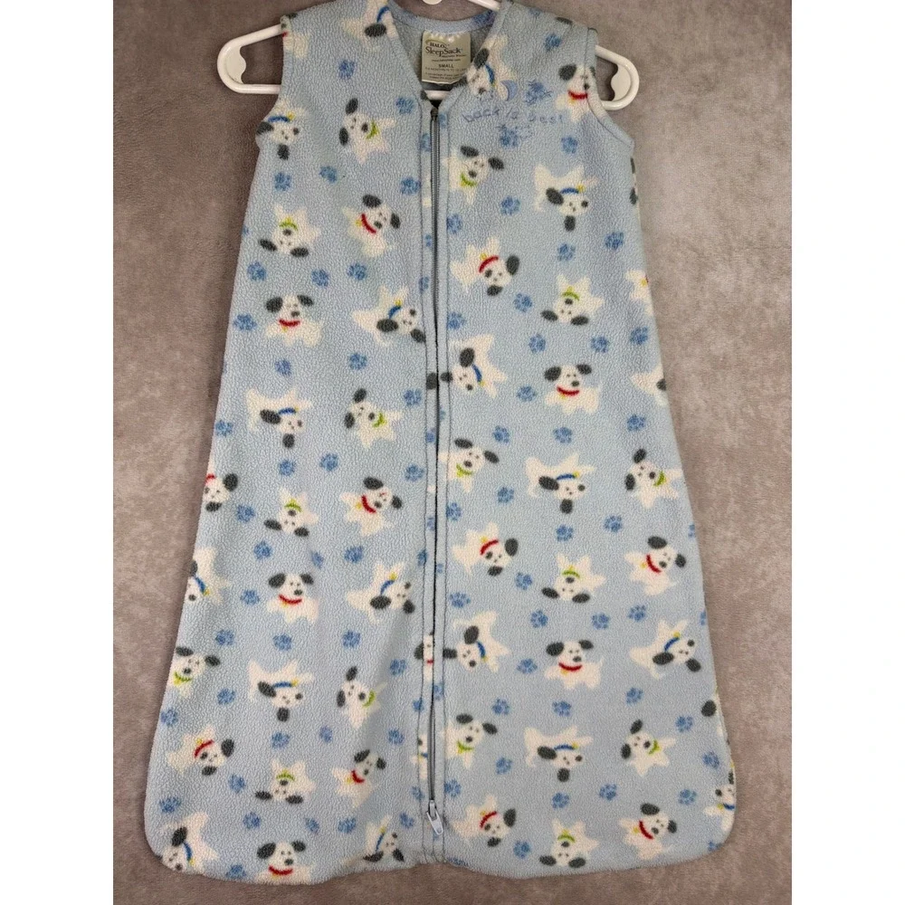 HALO SleepSack Wearable Blanket Baby Small Blue Puppy Dog Fleece Fleece Zip Up